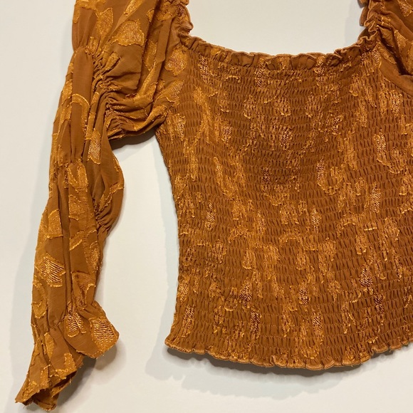 Lulus Wanderlust Smocked Puff-Sleeve Top xs - Picture 8 of 8